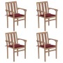 Stackable garden chairs, set of 4, made of solid teak wood with cushions. by vidaXL, Garden chairs - Ref: Foro24-3073388, Pri...