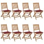 Folding garden chairs 8 units and solid acacia wood cushions by vidaXL, Garden chairs - Ref: Foro24-3075030, Price: 411,33 €,...