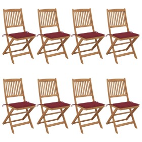 Folding garden chairs 8 units and solid acacia wood cushions by vidaXL, Garden chairs - Ref: Foro24-3075030, Price: 414,04 €,...