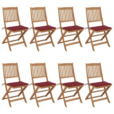 Folding garden chairs 8 units and solid acacia wood cushions by vidaXL, Garden chairs - Ref: Foro24-3075030, Price: 411,33 €,...