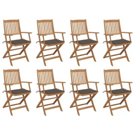 Folding garden chairs 8 units and solid acacia wood cushions by vidaXL, Garden chairs - Ref: Foro24-3075093, Price: 422,99 €,...