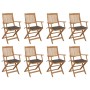 Folding garden chairs 8 units and solid acacia wood cushions by vidaXL, Garden chairs - Ref: Foro24-3075093, Price: 432,68 €,...