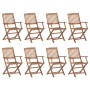 Folding garden chairs 8 units and solid acacia wood cushions by vidaXL, Garden chairs - Ref: Foro24-3075093, Price: 432,68 €,...