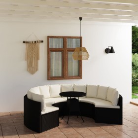 7-teiliges Gartensofa-Set und schwarze synthetische Rattankissen von vidaXL, Gartensets - Ref: Foro24-3064889, Preis: 550,99 ...