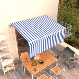 Automatic retractable awning with blue and white shade 3.5x2.5 m by vidaXL, Awnings - Ref: Foro24-3069286, Price: 416,42 €, D...