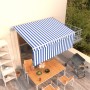 Automatic retractable awning with blue and white shade 3.5x2.5 m by vidaXL, Awnings - Ref: Foro24-3069286, Price: 378,97 €, D...