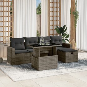 6-teiliges Gartenmöbel-Set und graue synthetische Rattankissen von vidaXL, Gartensets - Ref: Foro24-3274810, Preis: 439,23 €,...