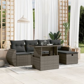 6-teiliges Gartenmöbel-Set und graue synthetische Rattankissen von vidaXL, Gartensets - Ref: Foro24-3275130, Preis: 443,99 €,...