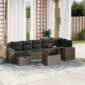 Gartensofa- und Kissenset 8-teilig aus grauem synthetischem Rattan von vidaXL, Gartensets - Ref: Foro24-3275310, Preis: 599,4...