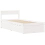 Bed frame with drawers solid white pine wood 90x200 cm by vidaXL, Beds and slatted bases - Ref: Foro24-846793, Price: 226,91 ...