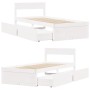 Bed frame with drawers solid white pine wood 90x200 cm by vidaXL, Beds and slatted bases - Ref: Foro24-846793, Price: 226,91 ...