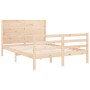 Double bed frame with solid wood headboard by vidaXL, Beds and slatted bases - Ref: Foro24-3194606, Price: 151,38 €, Discount: %