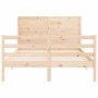 Double bed frame with solid wood headboard by vidaXL, Beds and slatted bases - Ref: Foro24-3194606, Price: 151,38 €, Discount: %