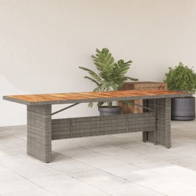 Garden table gray rattan acacia wood surface 240x90x75 cm by vidaXL, Garden tables - Ref: Foro24-365596, Price: 285,90 €, Dis...