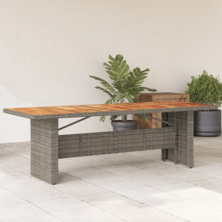 Gartentisch aus grauem Rattan, Akazienholz, Oberfläche 240 x 90 x 75 cm von vidaXL, Gartentische - Ref: Foro24-365596, Preis:...