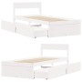 Bed frame with drawers solid white pine wood 75x190 cm by vidaXL, Beds and slatted bases - Ref: Foro24-846808, Price: 168,83 ...