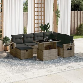 Gartensofa- und Kissenset 8-teilig aus grauem synthetischem Rattan von vidaXL, Gartensets - Ref: Foro24-3275000, Preis: 577,0...