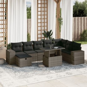 9-piece garden furniture set and gray synthetic rattan cushions by vidaXL, Garden sets - Ref: Foro24-3275350, Price: 667,59 €...