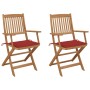 2 pcs folding garden chairs and solid acacia wood cushions by vidaXL, Garden chairs - Ref: Foro24-3064596, Price: 122,26 €, D...