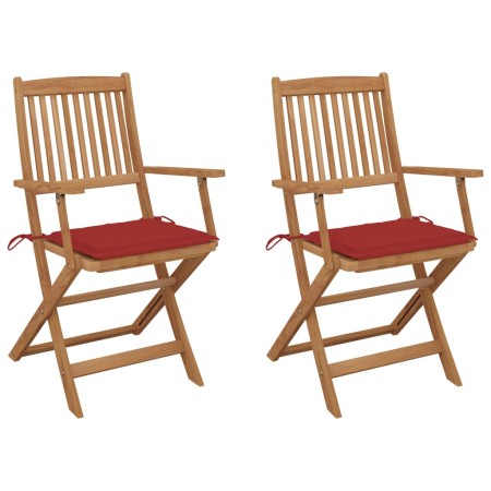 2 pcs folding garden chairs and solid acacia wood cushions by vidaXL, Garden chairs - Ref: Foro24-3064596, Price: 122,26 €, D...