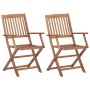 2 pcs folding garden chairs and solid acacia wood cushions by vidaXL, Garden chairs - Ref: Foro24-3064596, Price: 122,26 €, D...