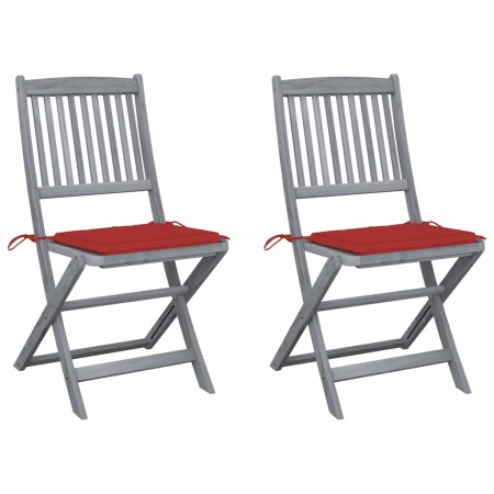 Folding garden chairs 2 pcs cushions solid acacia wood by vidaXL, Garden chairs - Ref: Foro24-3064542, Price: 133,03 €, Disco...