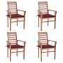 Dining chairs 4 pcs solid teak wood and red cushions by vidaXL, Garden chairs - Ref: Foro24-3062631, Price: 387,77 €, Discoun...