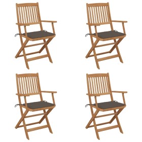 4 pcs folding garden chairs and solid acacia wood cushions by vidaXL, Garden chairs - Ref: Foro24-3064625, Price: 213,99 €, D...