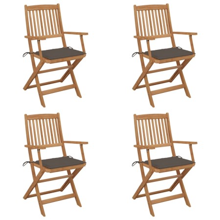 4 pcs folding garden chairs and solid acacia wood cushions by vidaXL, Garden chairs - Ref: Foro24-3064625, Price: 218,32 €, D...