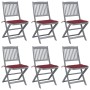 Folding garden chairs 6 pcs solid acacia wood cushions by vidaXL, Garden chairs - Ref: Foro24-3065443, Price: 318,46 €, Disco...