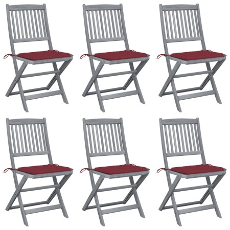 Folding garden chairs 6 pcs solid acacia wood cushions by vidaXL, Garden chairs - Ref: Foro24-3065443, Price: 318,46 €, Disco...