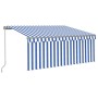 Manual retractable awning with blind and blue and white LED 3x2.5 m by vidaXL, Awnings - Ref: Foro24-3069401, Price: 457,19 €...