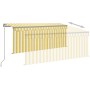 Manual retractable awning with yellow and white blinds 3.5x2.5 m by vidaXL, Awnings - Ref: Foro24-3069403, Price: 446,87 €, D...