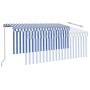 Manual retractable awning with blind and blue and white LED 3x2.5 m by vidaXL, Awnings - Ref: Foro24-3069401, Price: 457,19 €...