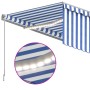 Manual retractable awning with blind and blue and white LED 3x2.5 m by vidaXL, Awnings - Ref: Foro24-3069401, Price: 457,19 €...