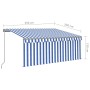 Manual retractable awning with blind and blue and white LED 3x2.5 m by vidaXL, Awnings - Ref: Foro24-3069401, Price: 457,19 €...