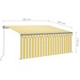 Manual retractable awning with yellow and white blinds 3.5x2.5 m by vidaXL, Awnings - Ref: Foro24-3069398, Price: 293,04 €, D...