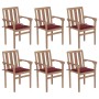 Stackable garden chairs 6 pcs solid teak wood with cushions by vidaXL, Garden chairs - Ref: Foro24-3073415, Price: 693,85 €, ...