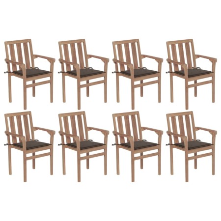 Stackable garden chairs 8 pcs solid teak wood with cushions by vidaXL, Garden chairs - Ref: Foro24-3073441, Price: 942,76 €, ...