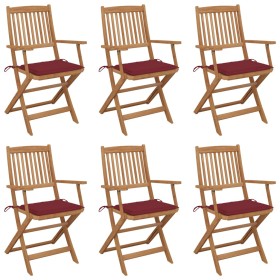 6 pcs folding garden chairs and solid acacia wood cushions by vidaXL, Garden chairs - Ref: Foro24-3074949, Price: 339,78 €, D...