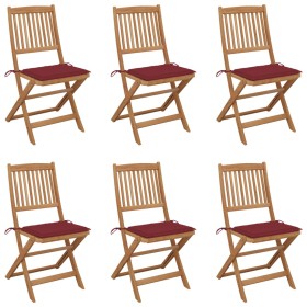 Folding garden chairs 6 pcs solid acacia wood and cushions by vidaXL, Garden chairs - Ref: Foro24-3075003, Price: 316,45 €, D...