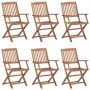 6 pcs folding garden chairs and solid acacia wood cushions by vidaXL, Garden chairs - Ref: Foro24-3074949, Price: 339,78 €, D...