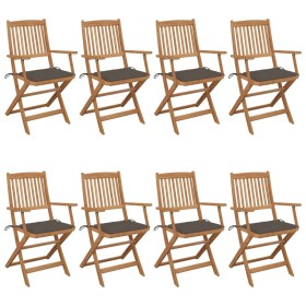 Folding garden chairs 8 pcs solid acacia wood and cushions by vidaXL, Garden chairs - Ref: Foro24-3074975, Price: 459,82 €, D...