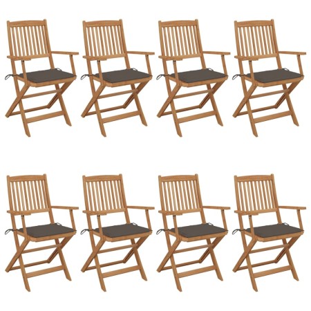 Folding garden chairs 8 pcs solid acacia wood and cushions by vidaXL, Garden chairs - Ref: Foro24-3074975, Price: 459,82 €, D...