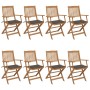 Folding garden chairs 8 pcs solid acacia wood and cushions by vidaXL, Garden chairs - Ref: Foro24-3074975, Price: 459,82 €, D...