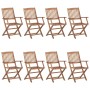 Folding garden chairs 8 pcs solid acacia wood and cushions by vidaXL, Garden chairs - Ref: Foro24-3074975, Price: 459,82 €, D...