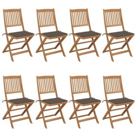 8 pcs folding garden chairs and solid acacia wood cushions by vidaXL, Garden chairs - Ref: Foro24-3075029, Price: 418,83 €, D...