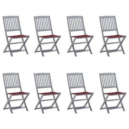 8 pcs folding garden chairs and solid acacia wood cushions by vidaXL, Garden chairs - Ref: Foro24-3078299, Price: 398,59 €, D...