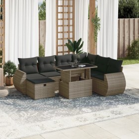 Set aus Gartensofas und Kissen 8-teilig synthetisches Rattangrau von vidaXL, Gartensets - Ref: Foro24-3275160, Preis: 608,52 ...