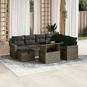 Set aus Gartensofas und Kissen 8-teilig synthetisches Rattangrau von vidaXL, Gartensets - Ref: Foro24-3274840, Preis: 588,79 ...